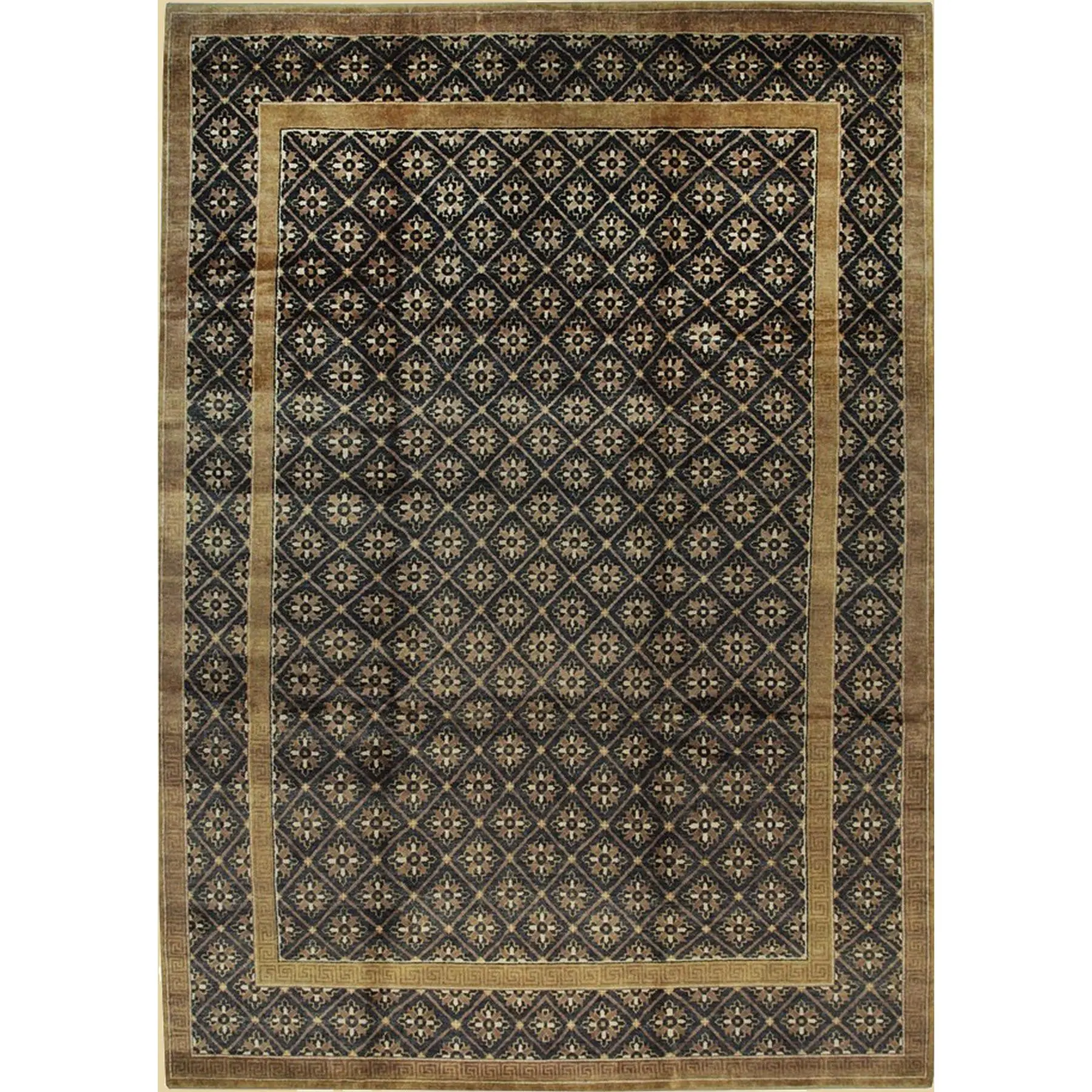 Bespoke Vibrant Brown and Gold Hand Knotted Wool Rug