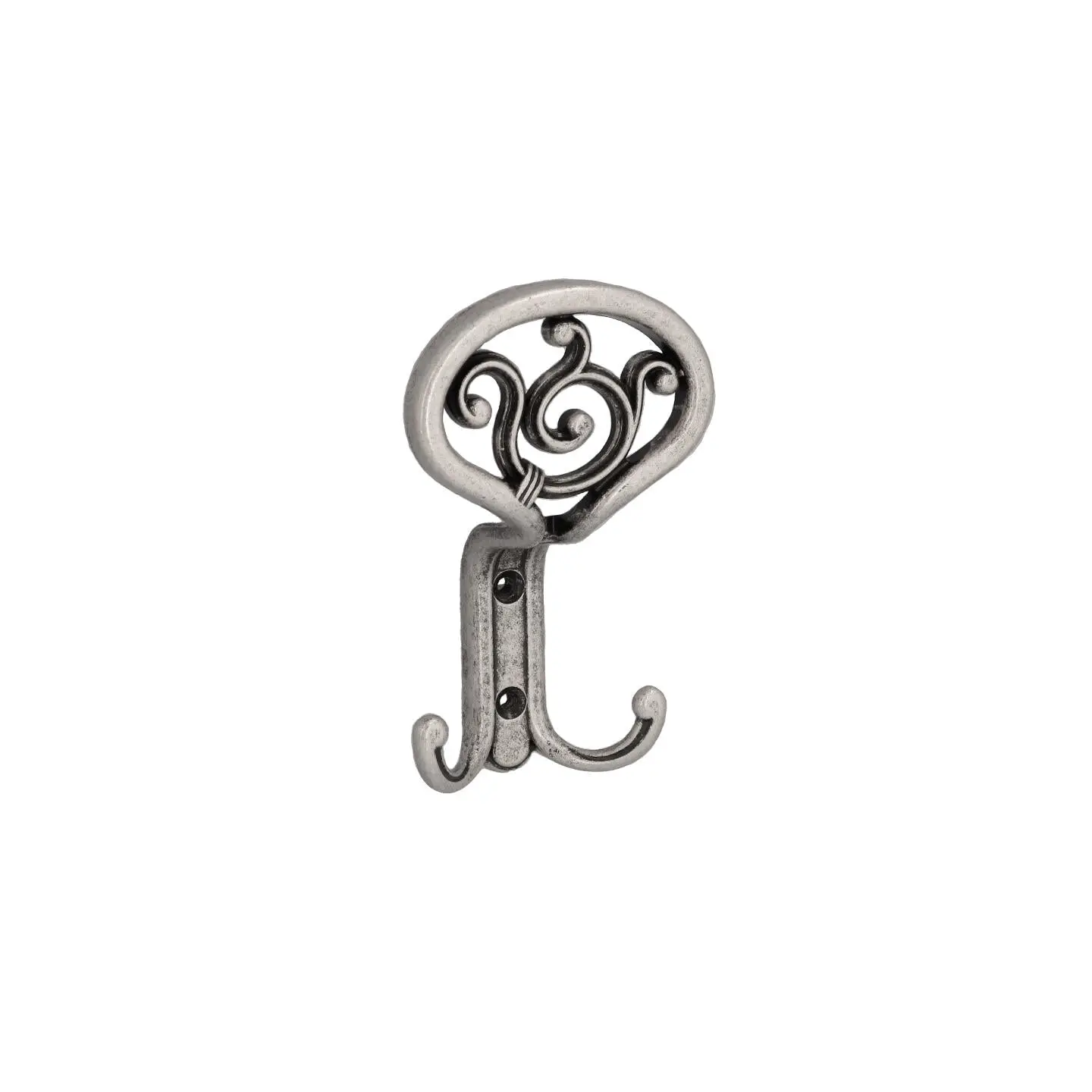 Antique Silver French Wall Hook – Vintage Farmhouse Double Hook