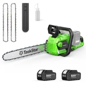 Taskstar 16-inch Cordless Electric Chainsaw, 40V, Includes 2 * 5000mAh Batteries, Tool-free Chain Adjustment, And Automatic Lubrication. Ideal For Cutting Wood And Trimming Trees In Yards And Gardens--the Perfect Gift For Men, Husband, And Father
