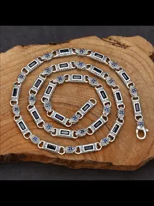 Trendy Turkish Style Necklace Vintage Embellished Tangram Pattern Unisex Personalized Jewelry, Unique Fashion Accessory for Men and Women