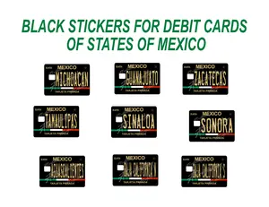 All Mexico States Debit Card sticker black, includes 2 card sticker.