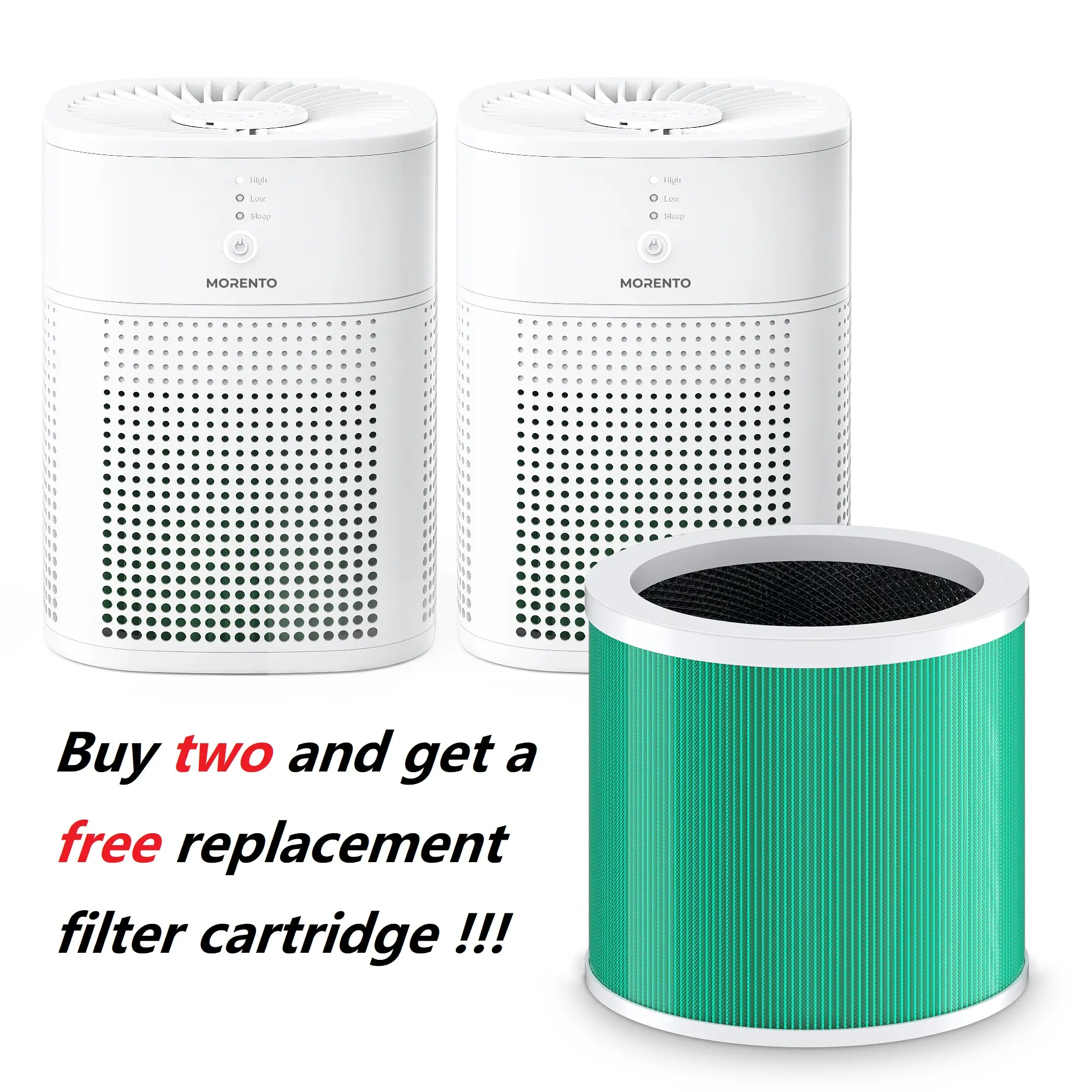 2 Pack MORENTO  Room Air Cleaner Purifier HEPA Filter for Smoke, Allergies, Pet Dander Odor with Fragrance Sponge, 3-Stage Filtration, Small Air Purifier with Sleep Mode Portable HEPA Humidifier air purifiers#TikTokShopBacktoSchool