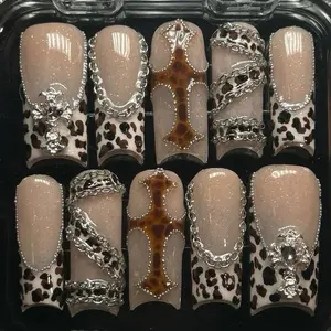 ACRYLIC or BUILDER GEL Animal Print Chain Press On Nails