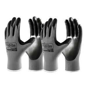 COOLJOB 10/20/60 Pairs Nitrile Dipped Safety Work Gloves with Grip, Non-slip Rubber Coated Bulk Garden Gloves（Grey）