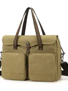 Men's Business Travel Canvas Handbag, Casual Shoulder Crossbody Bag, Multi-Functional Briefcase, Laptop Backpack, Men's Bag