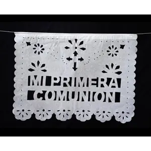 Mi Primera Comunion my first holy communion papel picado fiesta Garlands Banners Papel Picado Spanish cross decoration lace