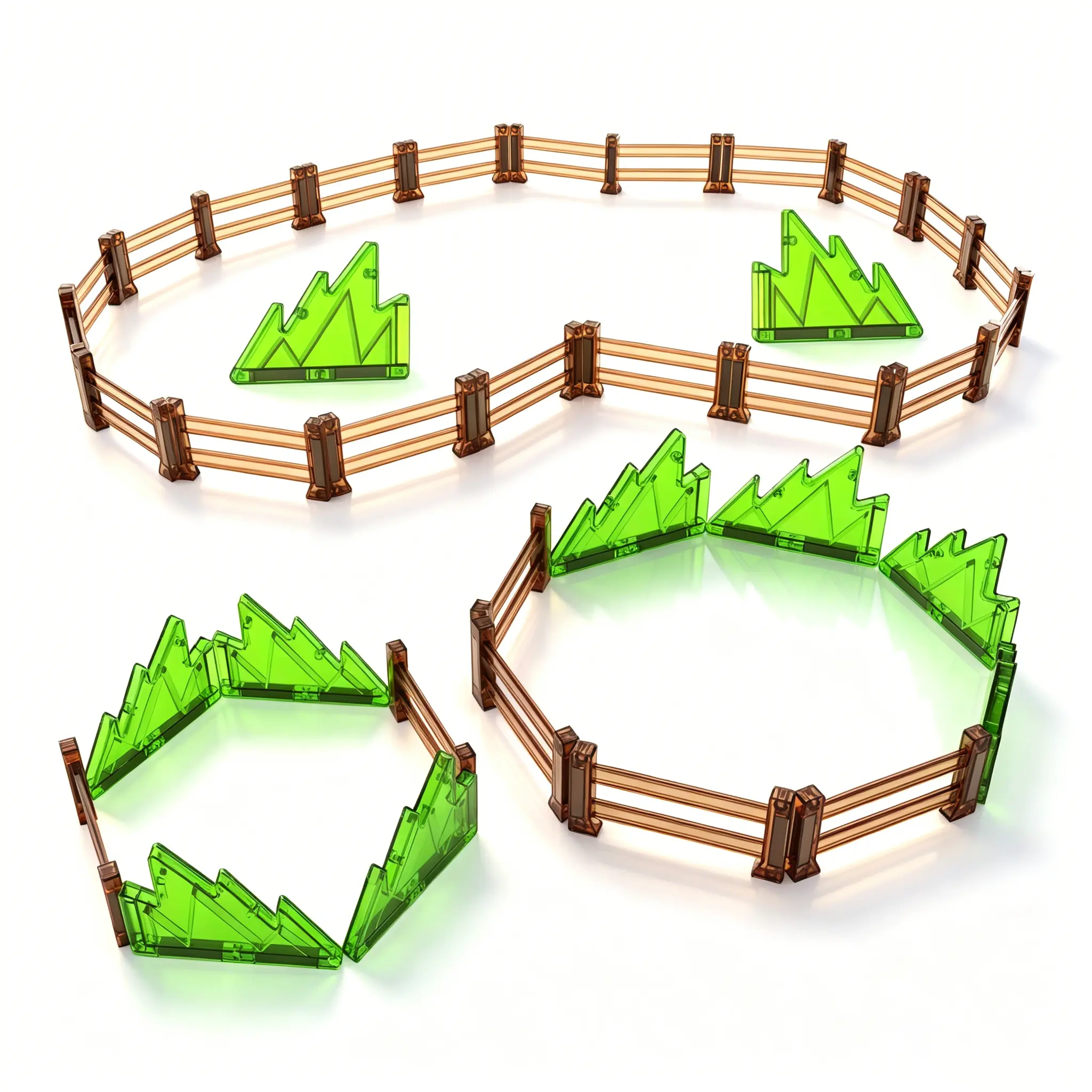 16 pieces of magnetic fence+4 pieces of magnetic grass, Magnetic accessories，compatible with farm toys, ranch toys, zoo toys, dinosaur themed toys, children's magnetic building blocks, boys' and girls' universal toys
