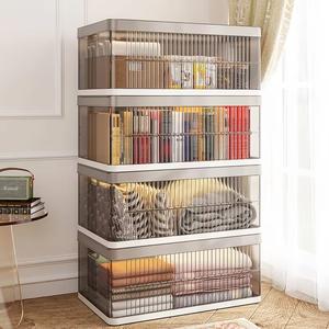 Raybee 2/3/4/5 Pack Transparent Plastic Storage Bins with A Lid, Stackable Storage Containers for Clothes, Makeup, Folding Storage Boxes for Bathroom, Closet Organizers&Storage Bins for Bedroom, Living Room, Office, Dorm, Kitchen