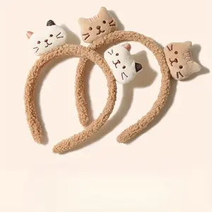 Cute Plush Kitten Headband - Non-Slip Soft Hairband with Fluffy Ears, Beige/White/ Brown/Black/Gray/Blue/Red/, for Women, Girls, Halloween Costume Party, Everyday Hairstyles - Perfect Gift for Cat Lovers, Cat Accessories, Playful Design