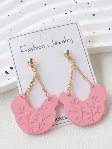 Cute Easter Acrylic Painted Chicken Earrings Chain, Fashionable Sweet Ear Jewelry, Holiday Gift, All Seasons, Metal Material, Lightweight Earring