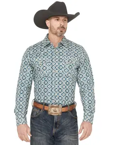 Wrangler Men's Retro Men'S Medallion Long Sleeve Snap Western Shirt - 112369844