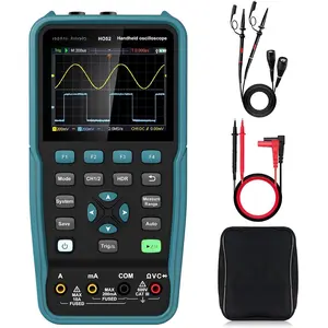 Handheld Digital Oscilloscope 50Mhz Bandwidth with 2 Channels HO52 3.5" TFT Mini Oscilloscope, 2 in 1 Oscilloscope and Multimeter, Backlit Screen, Auto-Calibration Function, Memory Function