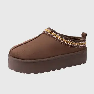 Alpine Swiss Emily Womens Platform Slippers Faux Fur Warm Slip On Clog Shoes Short Ankle Boots BRN 10 M US