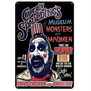 1count, CAPTAIN SPAULDING Movie Poster Metal Signs Vintage Tin Sign 8*12inches For Garage Cafe Farm Basement Pub Wall Decoration Eid Al-Adha Mubarak