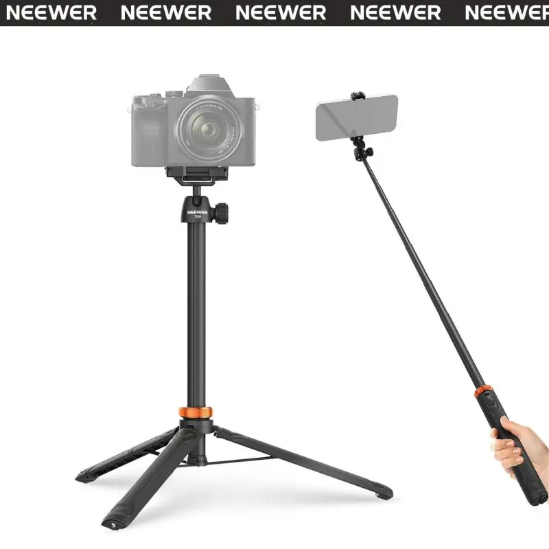NEEWER TS04 59" Selfie Stick Tripod for Phone & Camera, Extendable Tripod Stand for Smartphone, DSLR, Vlog, Travel, Live Streaming & Daily Recording