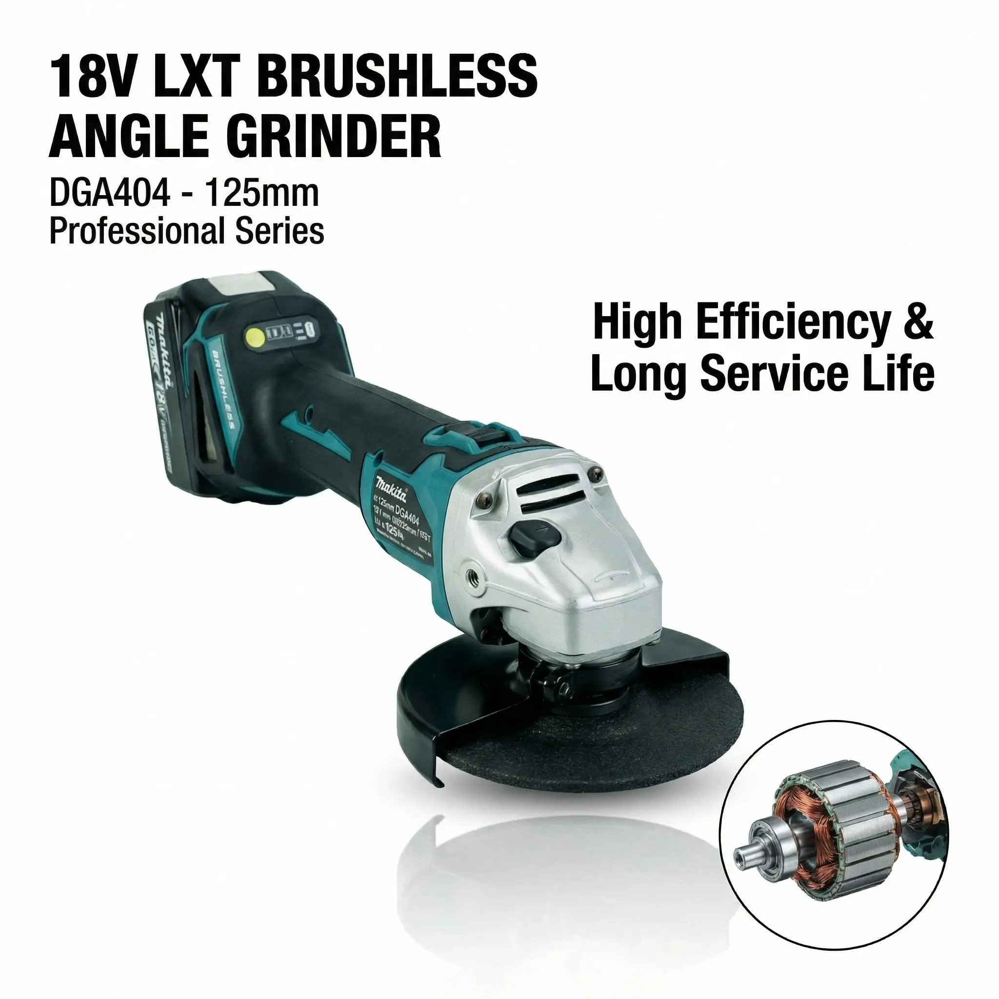 Makita DGA4040 125mm Corded Variable Speed Angle Grinder - Heavy-Duty Metal Processing Hand Tool with SJS2 Vibration Reduction Guard, Soft Start System, Adjustable Safety Wheel Guard, Steel Cutting, Rust Polishing, No Max SD Power Wrench Confusion