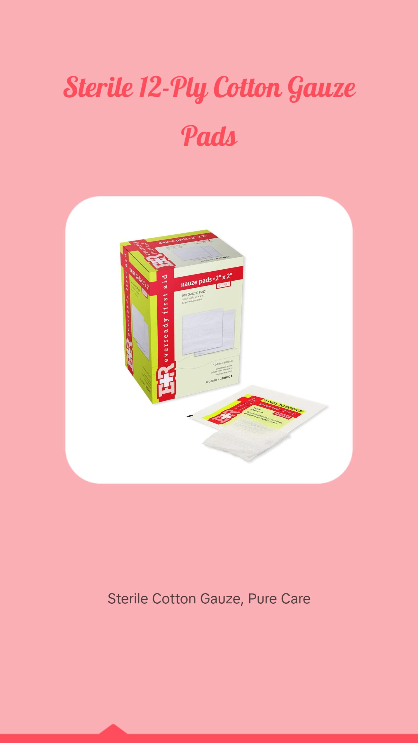 Sterile 12-Ply Cotton Gauze Pads