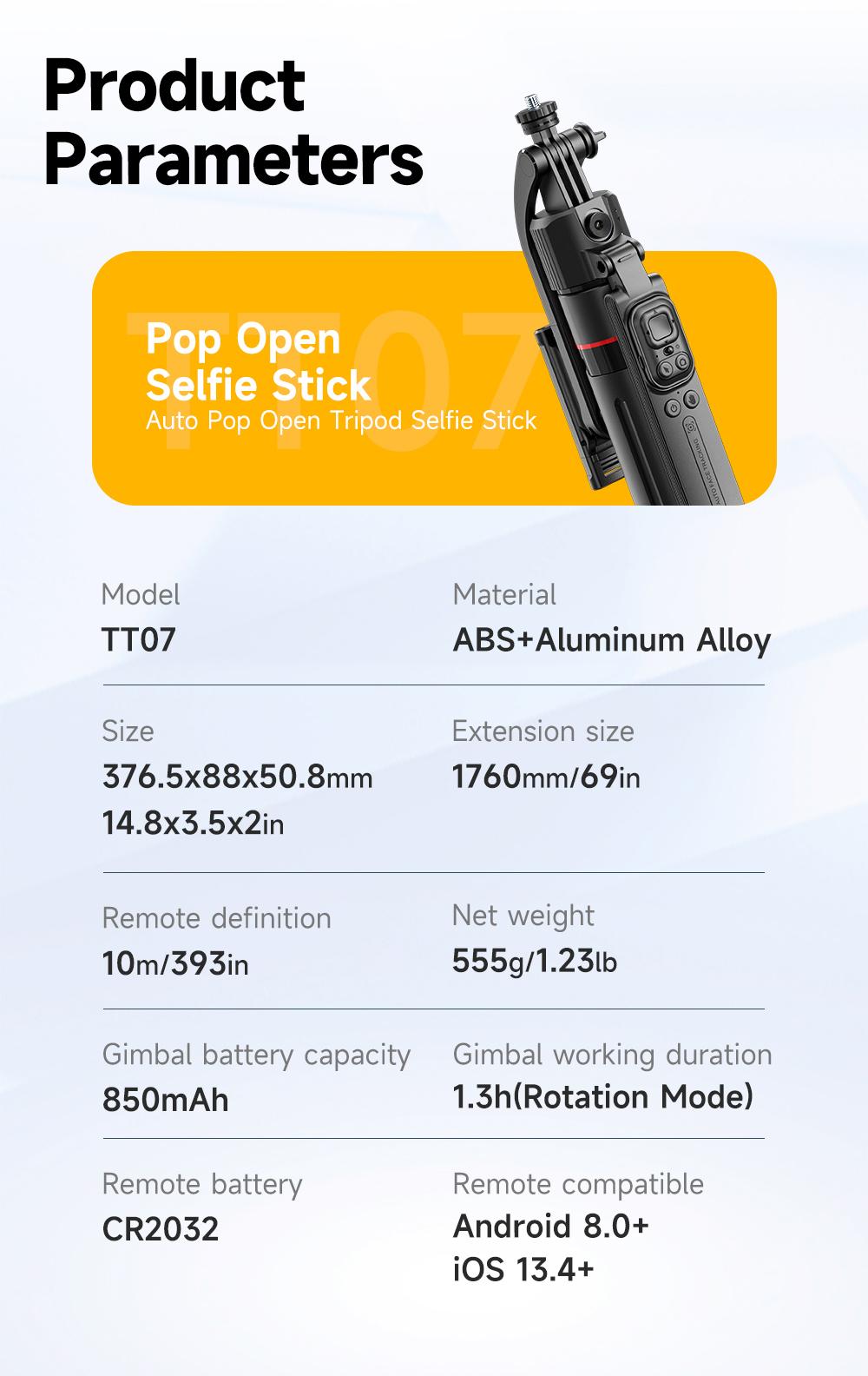 70" Auto Face Tracking Tripod for iPhone,Automatic Popup Tripod,No App,360° Rotation Smartphone Stand Tripod with Rechargeable Remote Control for TikTok Contentcreation Vlog Video Recording Travel Cellphone Selfie