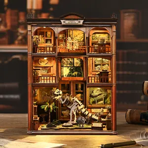 Adult DIY Mini Home Set, 3D Wooden Puzzle Desktop Decoration, Wooden Jigsaw Puzzle, Carving Style, Bookshelf Ornament, Birthday Gift, Holiday Present