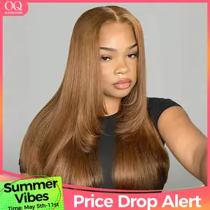 OQ HAIR Chestnut Brown Layered Cut Straight Wear Go Wig 7x5 Pre-Everything 220% Density Glueless Human Hair Wigs With Drawstring Pre-Colored Hair Wigs for Beginner Friendly Vacation Hair Wig #SummerVibes