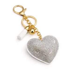 Biddlebee Silver Shimmer Heart Charm | Pavé Crystal Heart with Crystal Drop & Gold Ball | Hive Charm for Tumblers & Bags