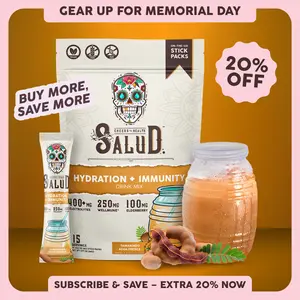 Salud 2-in-1 [Hydration + Immunity - Tamarindo]  Electrolytes Powder, Agua Fresca Drink Mix, Elderberry, Dairy & Soy Free, Non-GMO, Gluten Free, Vegan, Low Calorie, 1g Sugar (15 Servings)