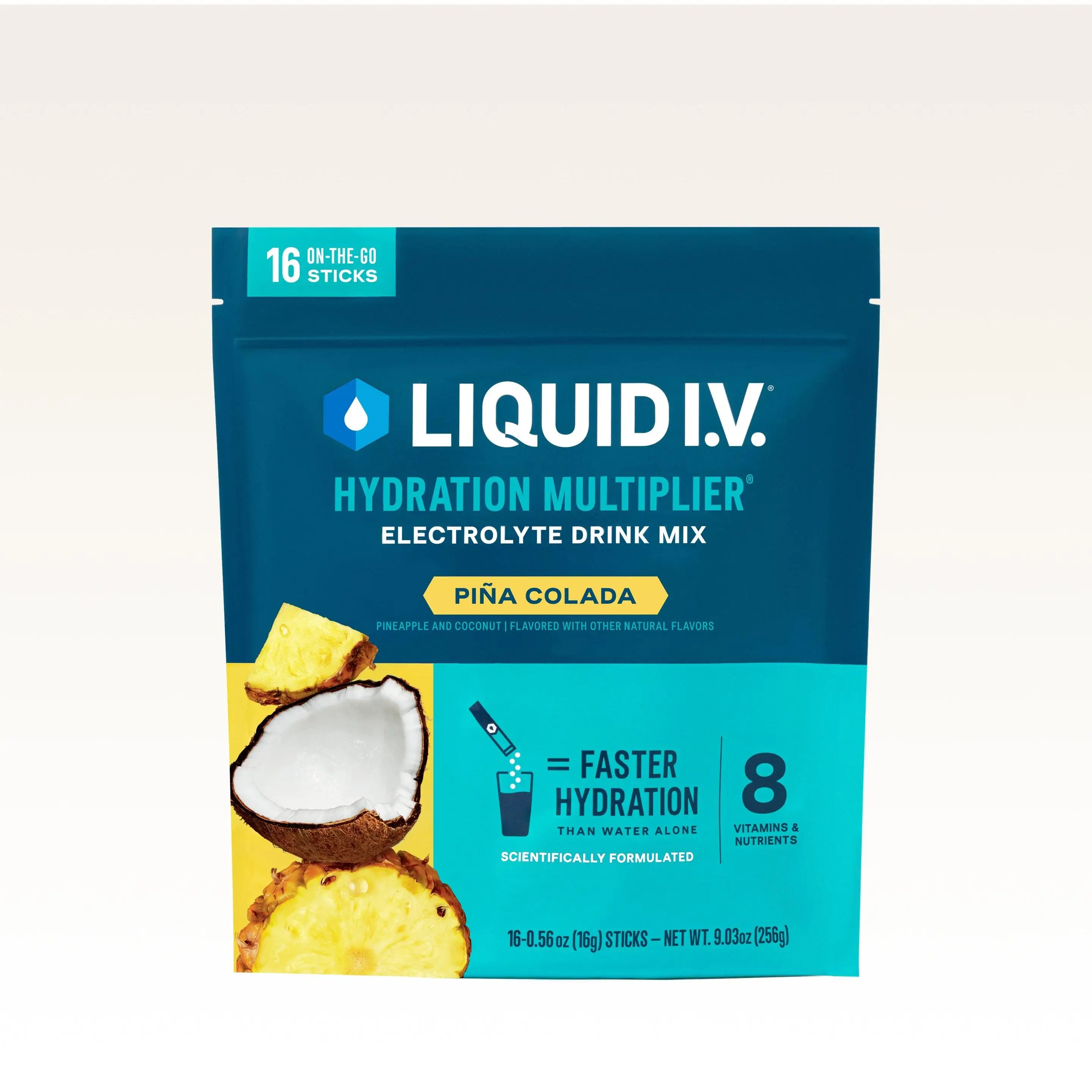 Liquid I.V. Hydration Multiplier - Piña Colada - Hydration Powder Packets | Electrolyte Powder Drink Mix | Convenient Single-Serving Sticks | 8 Vitami