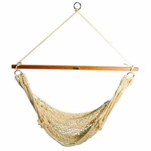 Algoma Hanging Cotton Rope Chair - Natural Hanging Hammock, Off-the-Ground Suspension Swing Hammock with Rope Suspension System, 30-40in Wide Hardwood Spreader Bar, 275 lbs Weight Capacity for Outdoor Camping & Hiking, Hanging Hammocks