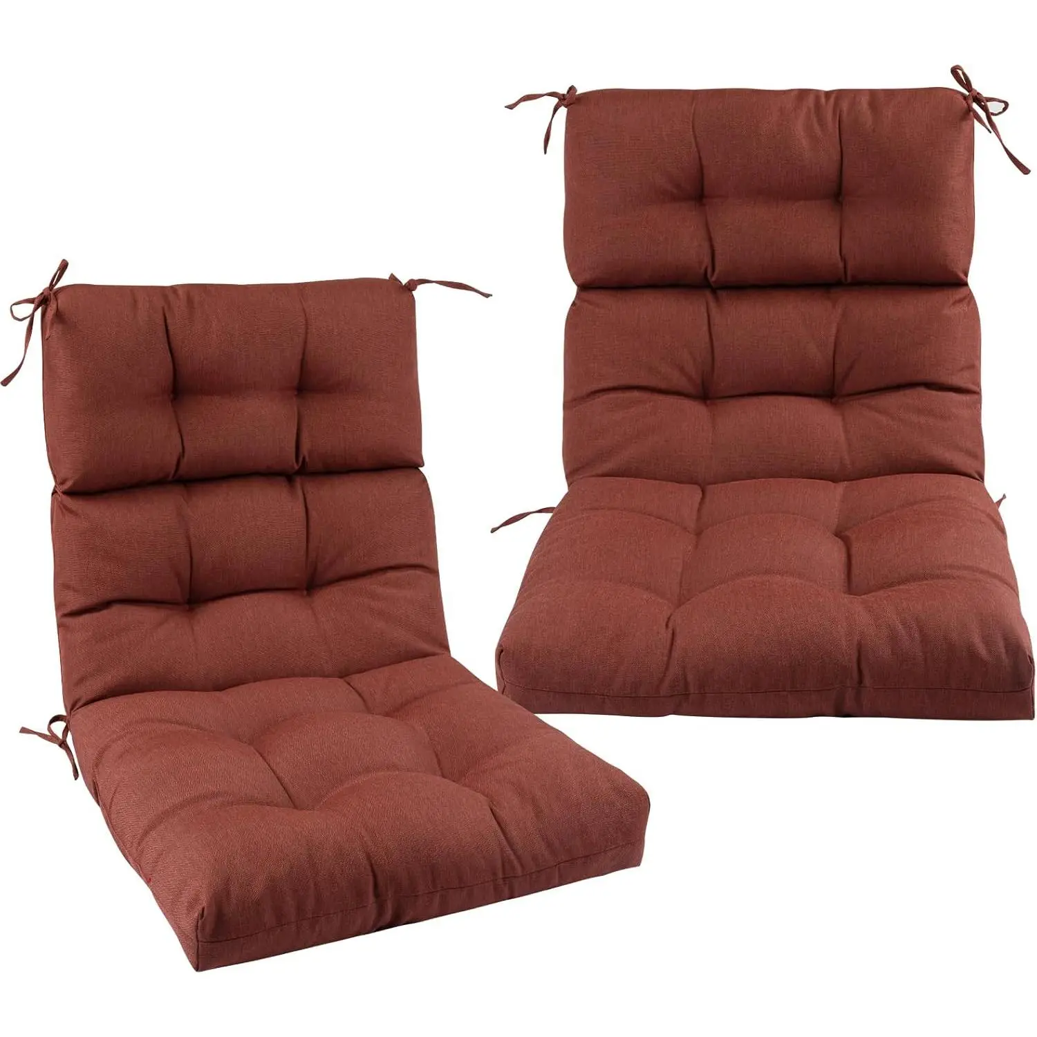 Outdoor High  Chair Cushions Set of 2,Reversible Lawn Chair Cushion 44 x22 inch,Water Resistant Tufted Adirondack Chair Cushion,for Garden Rocking Chair,Patio Furniture(Dark Red)