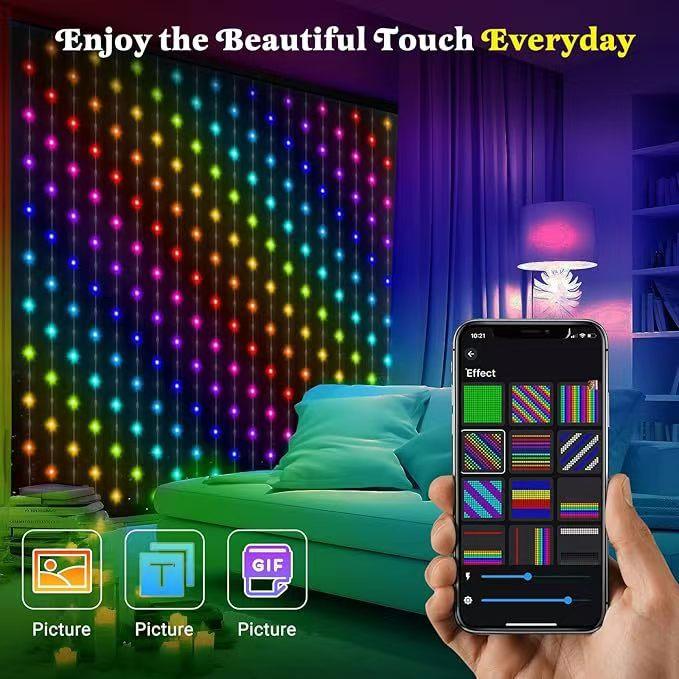 Smart LED Curtain Lights, Color Changing Wall Lights, Dynamic DIY Curtain String Lights for Bedroom Living Room Backdrop Decor Christmas Halloween Parties, 400 RGB LEDs