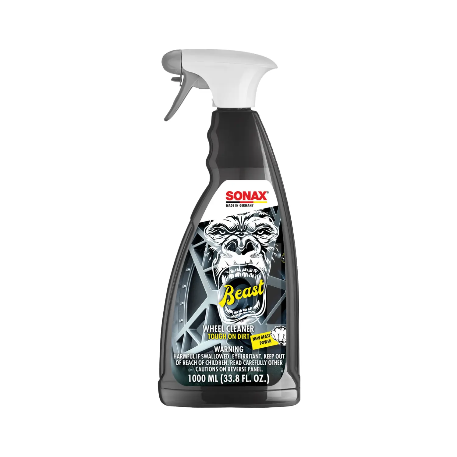 SONAX Beast Wheel Cleaning Liquid - 1L (1000 ml) Steel Alloy Solution for Alloy Wheels Tyre Care, Dirt Remover