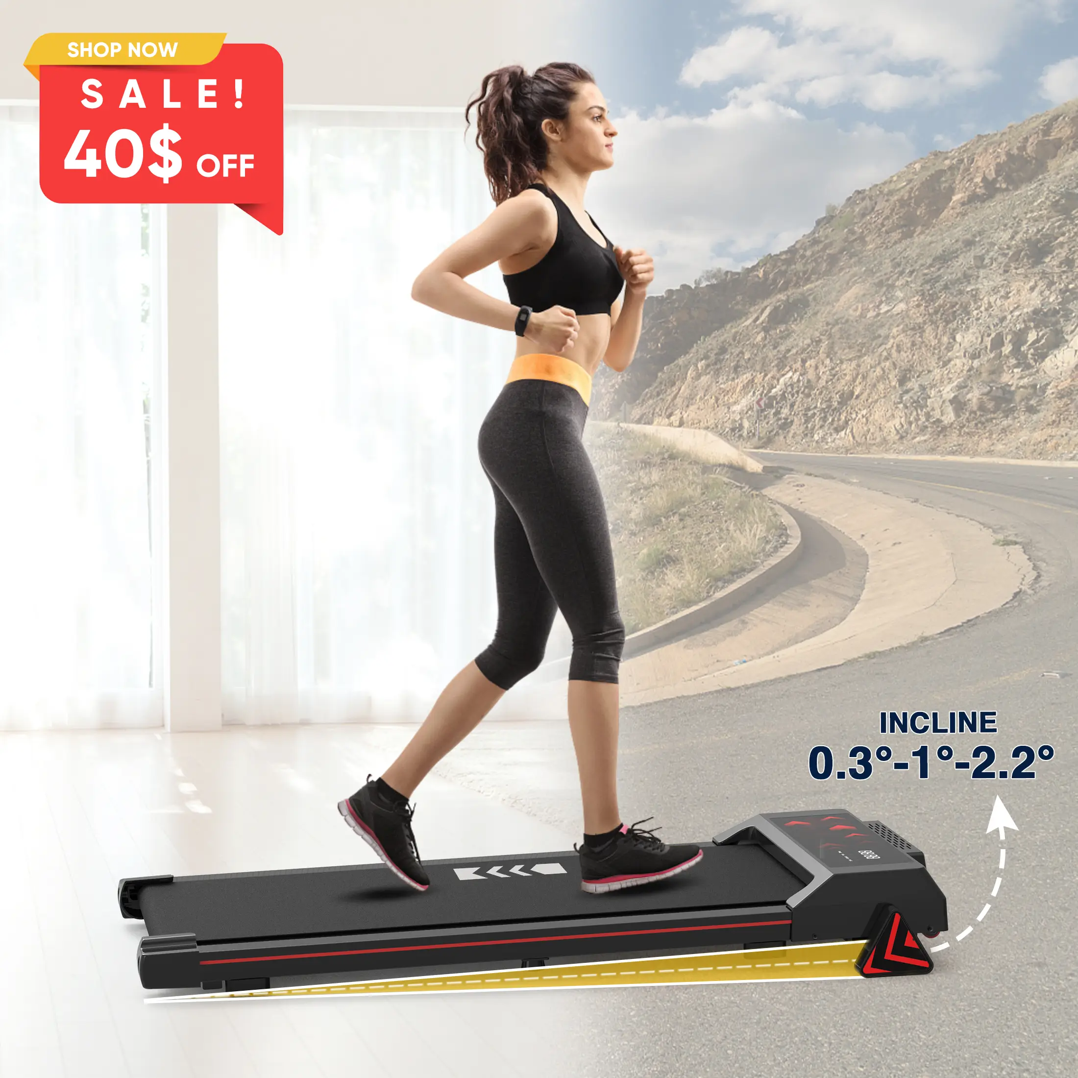 Redliro Universal Treadmill, Walking Pad, Running Machine, 2 in 1 Treadmill with Incline, Low Noise and Indoor Use with LCD Display Screen and Remote,