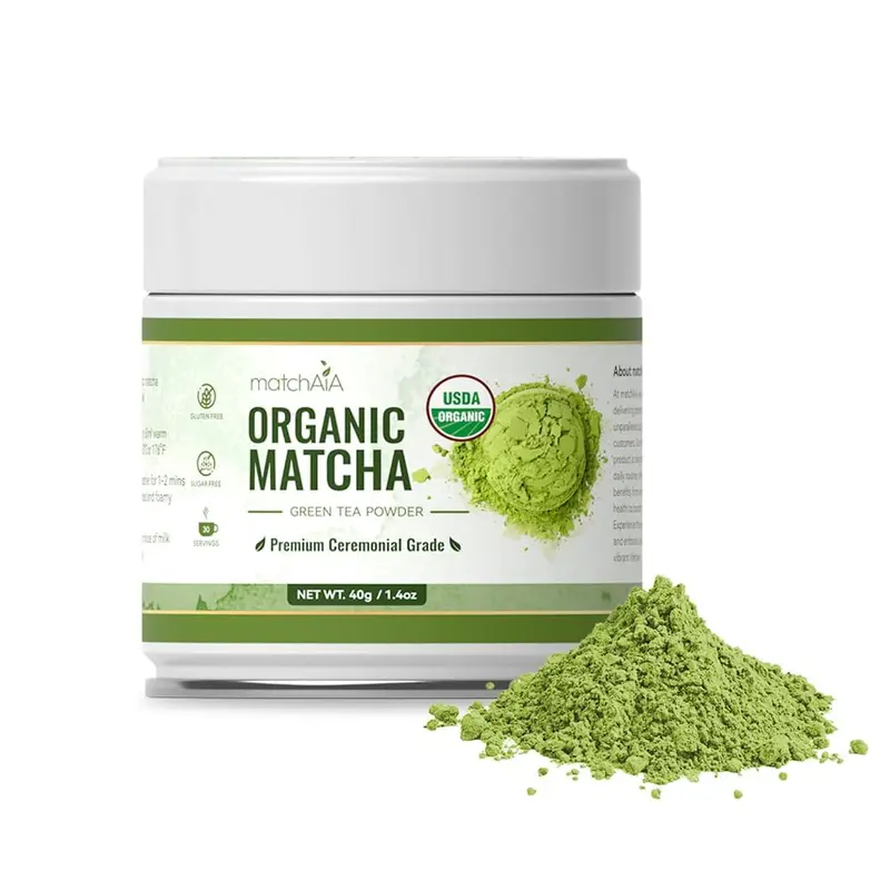 MatchAiA Premium Ceremonial Grade, USDA-Certified Organic Matcha, 100% Pure Green Tea Powder, First Spring Harvest, Sugar Free, Gluten Free