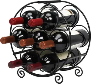 Summer Gift, Wine Racks, Wine Bottle Holder, 7 Bottles Wine Organizer Stand, Metal Free Standing Wine Storage Holder, Black Utensils Stylish for Home Decor,Water Bottle Holder Stand-Best Gift for Father