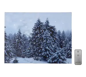 LumaBase Battery Operated Lighted Wall Art Snowy Pines