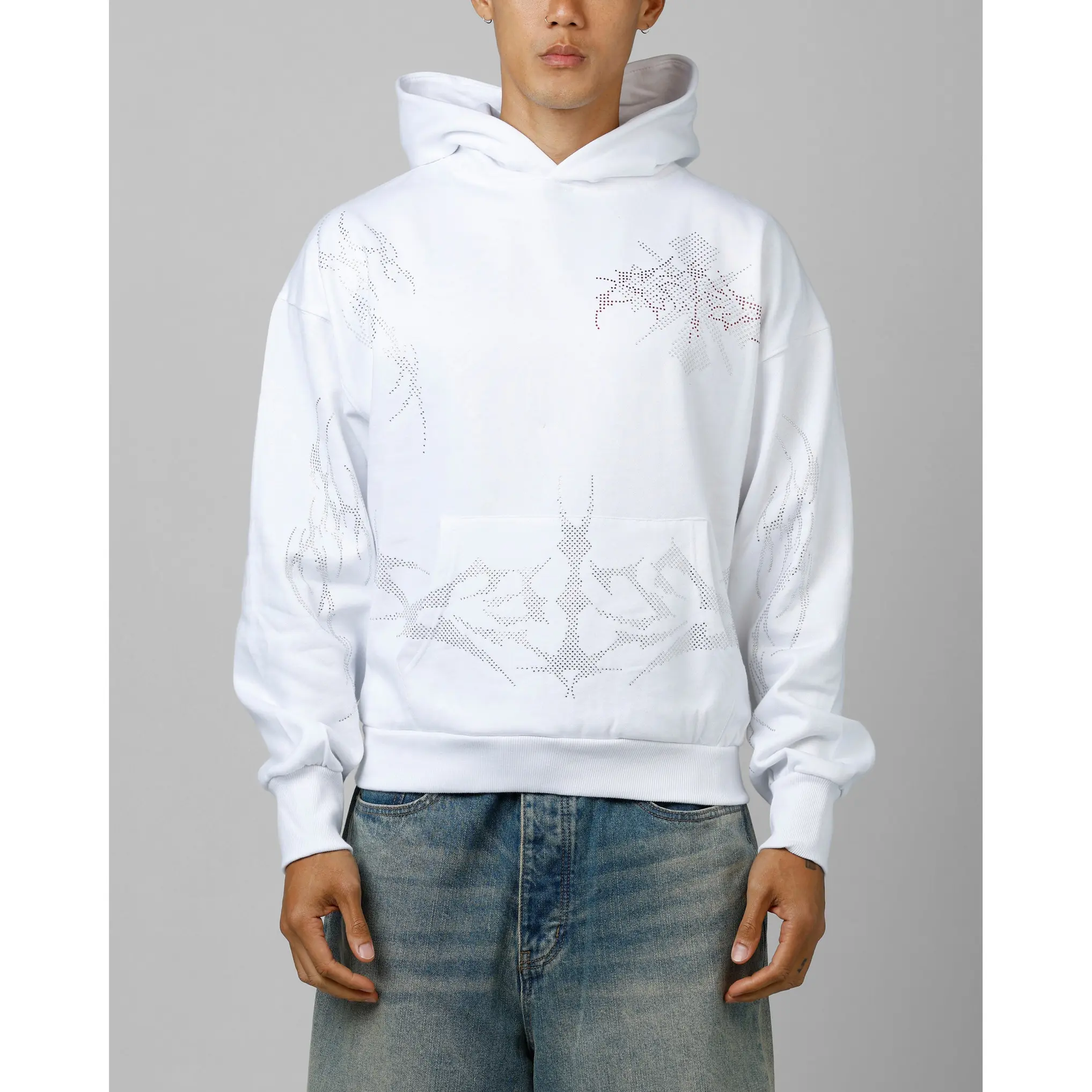 Loiter Opaque Rhinestone Premium Hoodie Off White
