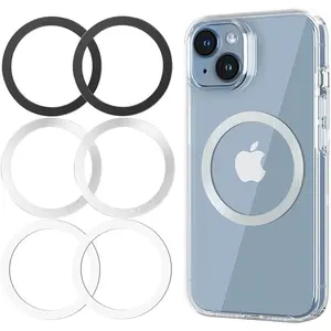 Metal Rings 6 count,Ultra-Thin(0.4mm)for MagSafe Sticker/ Adapter/Phone Cases/ charger,Compatible with  17/Air/16/15/14/13,Galaxy S24/S23/S22/Kindle,For Mag Safe Accessories