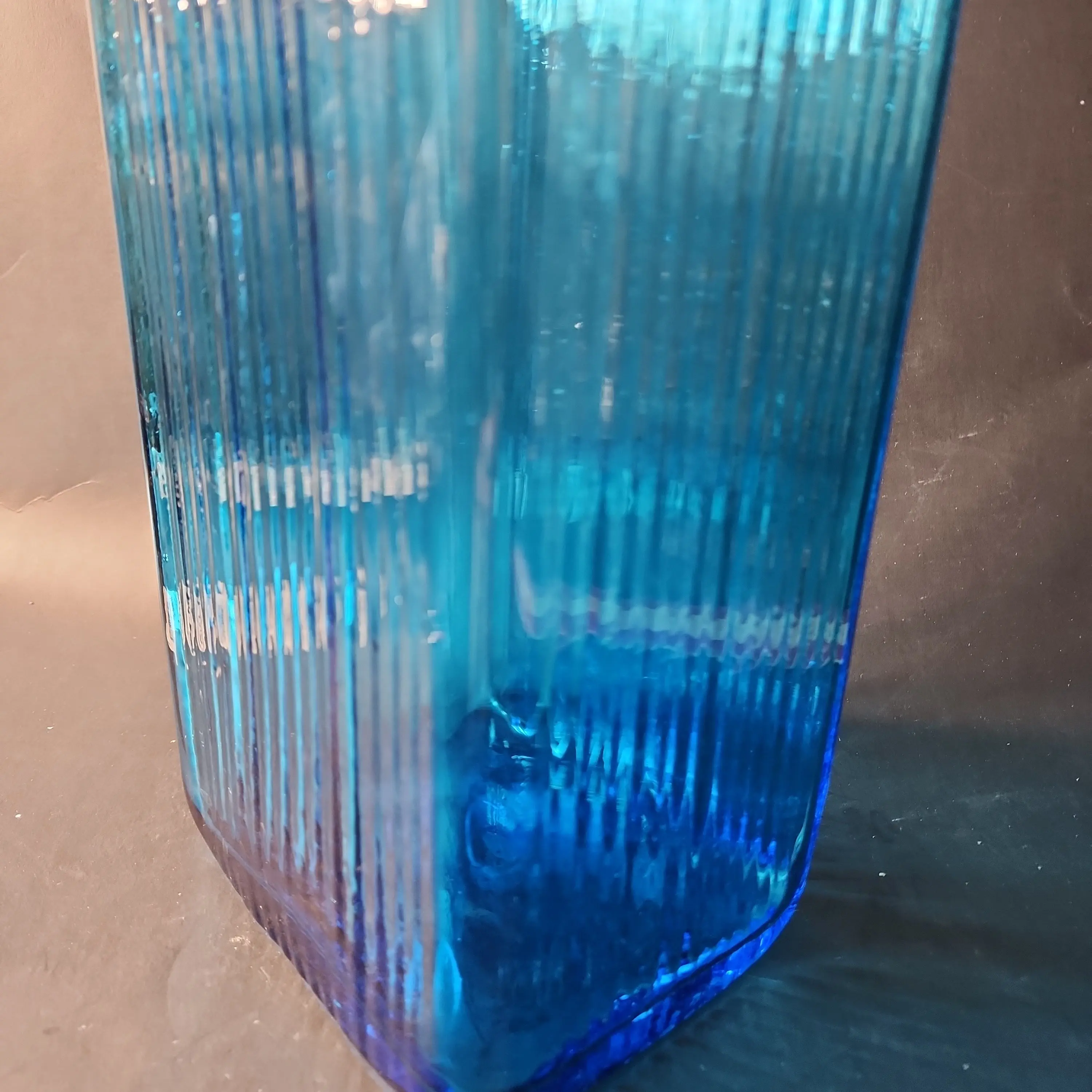 Blenko Glass blue rectangular vase 15. 75"
