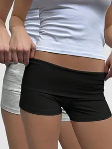 Women's Solid Color Low Waist Shorts, Activewear Casual Comfy Breathable Skinny Shorts for Yoga Gym Workout Running, Ladies Summer Bottoms