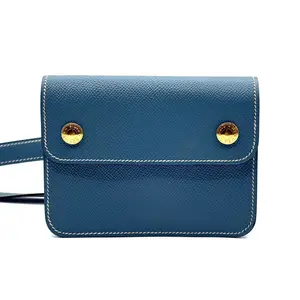 Pre-owned HERMÈS Leather Belt Bags CALUX Hermes Epsom Pochette Green Waist Bag Blue Waist Bags