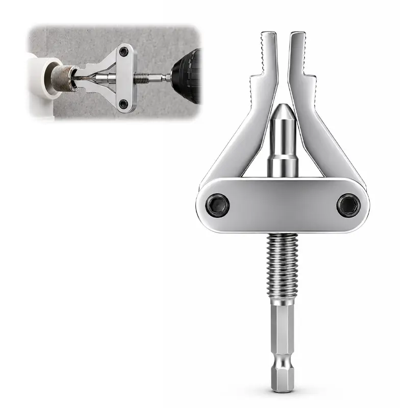 3PC Broken Bolt & Pipe Extractor Set — Hardened Steel Remover for seized/rusted faucet valve fasteners 1/2", 3/4", 1" — Fits hand drill & impact driver