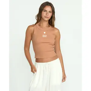 BILLABONG Women's Fun Times Knit Tank, Ribbed Fitted Tank Top, Breathable Fabric, Summer Casual Everyday Basic - Rose Brown