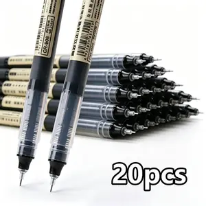 Set of 20 0.5mm Quick-drying Gel Pens - Smooth Writing Ballpoint Pens for School, Office and Art Use, Smudge-Free Ink, Suitable for Writing, Study, Classroom, Office Tested for Signatures and Note-taking (Black/Color Options)