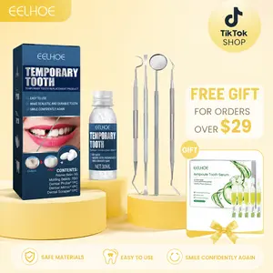 Moldable Fake Teeth Repair Kit with 4 Tools - Shapeable Denture Pellets for Broken, Missing Teeth, Veneers - Oral Care for Halloween, Cosplay