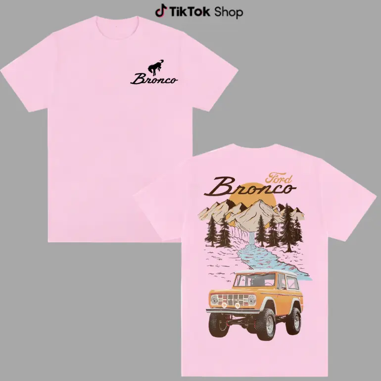 Pinky Ford Bronco T-Shirt, The Vintage Ford Bronco Tshirt, National Park Tee, Gift For Her, Oversized Tshirt, Full Size, Full Color