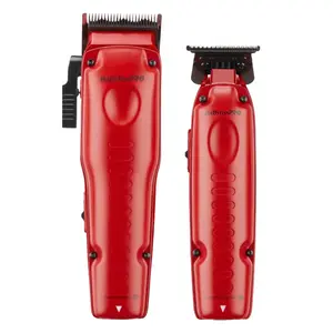 BaBylissPRO FXONE LO-PROFX Matte Red Clipper & Trimmer Combo with Interchangeable Battery FX829MR + FX729MR – Professional Grooming Kit
