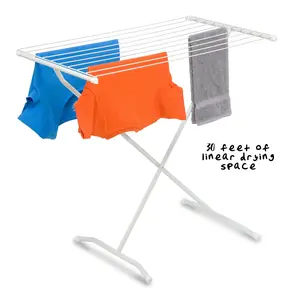 Metal X-Frame Collapsible Clothes Drying Rack Laundry Room