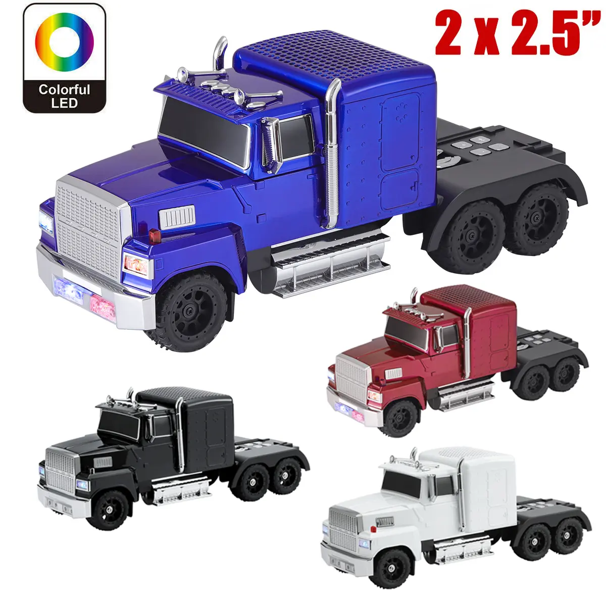 Retro 1980's Tractor Bluetooth Speaker Dual 2.5" Speakers with LED Lights Hands-Free USB TF FM TWS AUX Rechargeable Truck Inspired