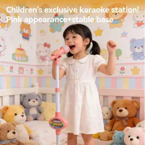 Adjustable Karaoke Microphone Stand, Performance Toy Microphone with Stable Base, Boosts Kids' Confidence and Performance Skills
