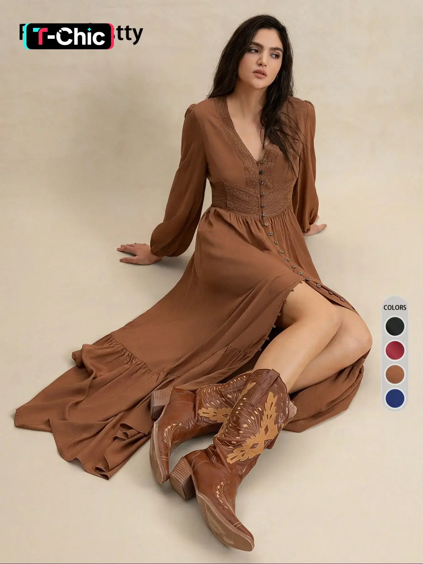Women's Plain V Neck Long Sleeve Dress, Casual Fitted Woven Dress for All Seasons, Daily Wear Fashionable Women's Clothing Womenswear - TikTok Shop Women's Plain V Neck Long Sleeve Dress, Casual Fitted Woven Dress for All Seasons, Daily Wear Fashionable Women's Clothing Womenswear - TikTok Shop
